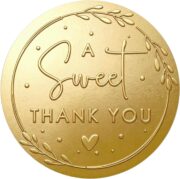 DailyPaperie Premium Embossed Gold/Silver Foil "A Sweet Thank You" Labels – 1.57" Raised Lettering, Boutique Reflective Finish, 750 Pcs Elegant Stickers for Luxury Business Packaging & Special Events