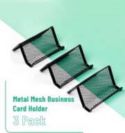 DailyPaperie Industrial Mesh Business Card Stands – 3 Pack Durable Stainless Steel Holders, Sleek Black Finish for Desks, Offices & Retail Displays, Multi-Functional Tech & Stationery Organizer - Image 2
