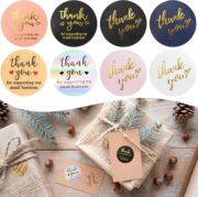 DailyPaperie Signature "Thank You" Business Stickers –  1/1.5 -Inch Gold Foil Elegant Labels, Waterproof & Scratch-Resistant for Professional Packaging - Image 4