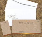 DailyPaperie Elite Custom Gift Certificate Set – 50 Premium 14pt Matte Cards with Envelopes, Detachable Tracking Stubs, Sequential Numbering for Small Business Growth